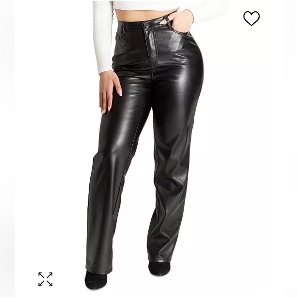 Dollhouse Juniors’ Faux Leather High-Rise Wide Leg Jeans
